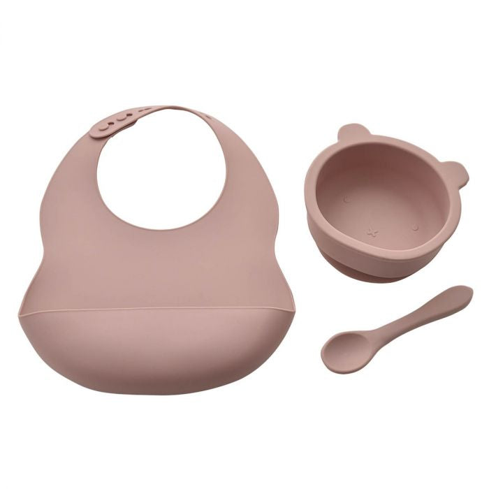 Baby Silicone Bib, Bowl and Spoon Feeding Set- Pick your Colour!