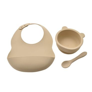 Baby Silicone Bib, Bowl and Spoon Feeding Set- Pick your Colour!