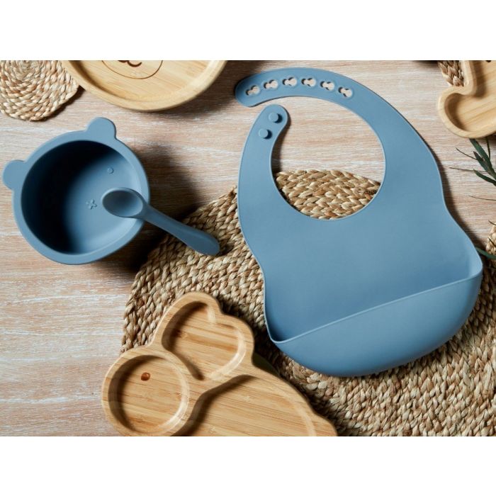 Baby Silicone Bib, Bowl and Spoon Feeding Set- Pick your Colour!