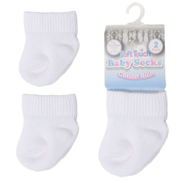 Tiny Baby White Socks- 2 Pack