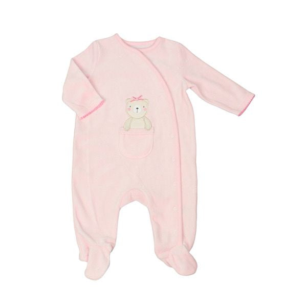 Baby Girls Pink Teddy Sleepsuit