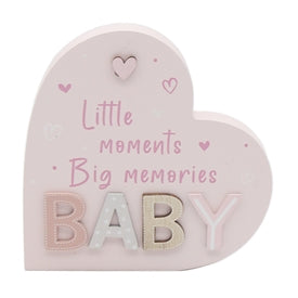 Baby Standing Heart Plaque - Pink