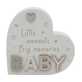 Baby Standing Heart Plaque - Cream