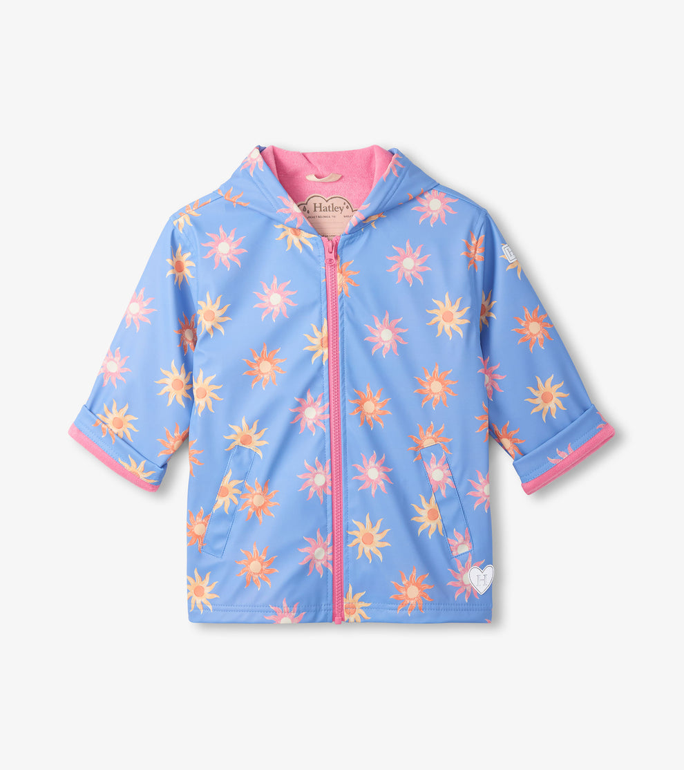 Hatley Girls Faded Sun Zip Up Rain Coat.