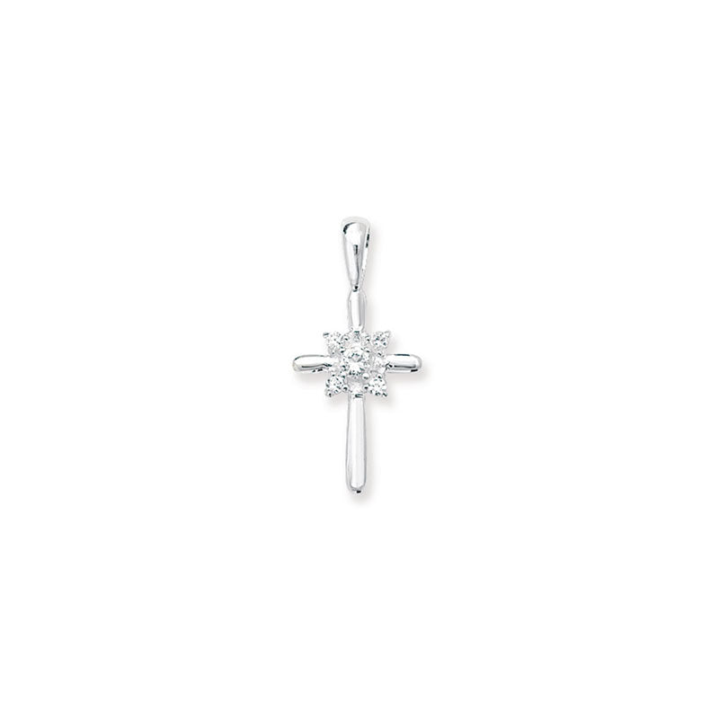 Sterling Silver Cross with CZ Necklace