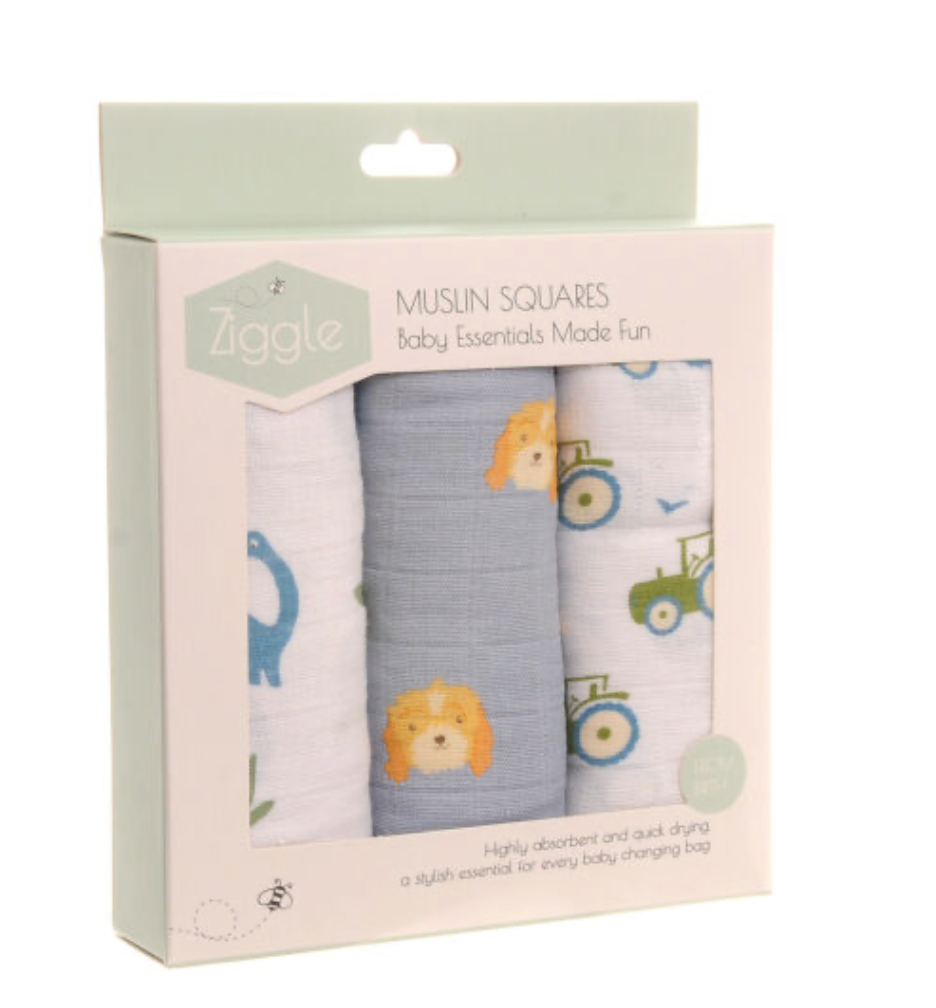 Ziggle Blues Muslin Squares