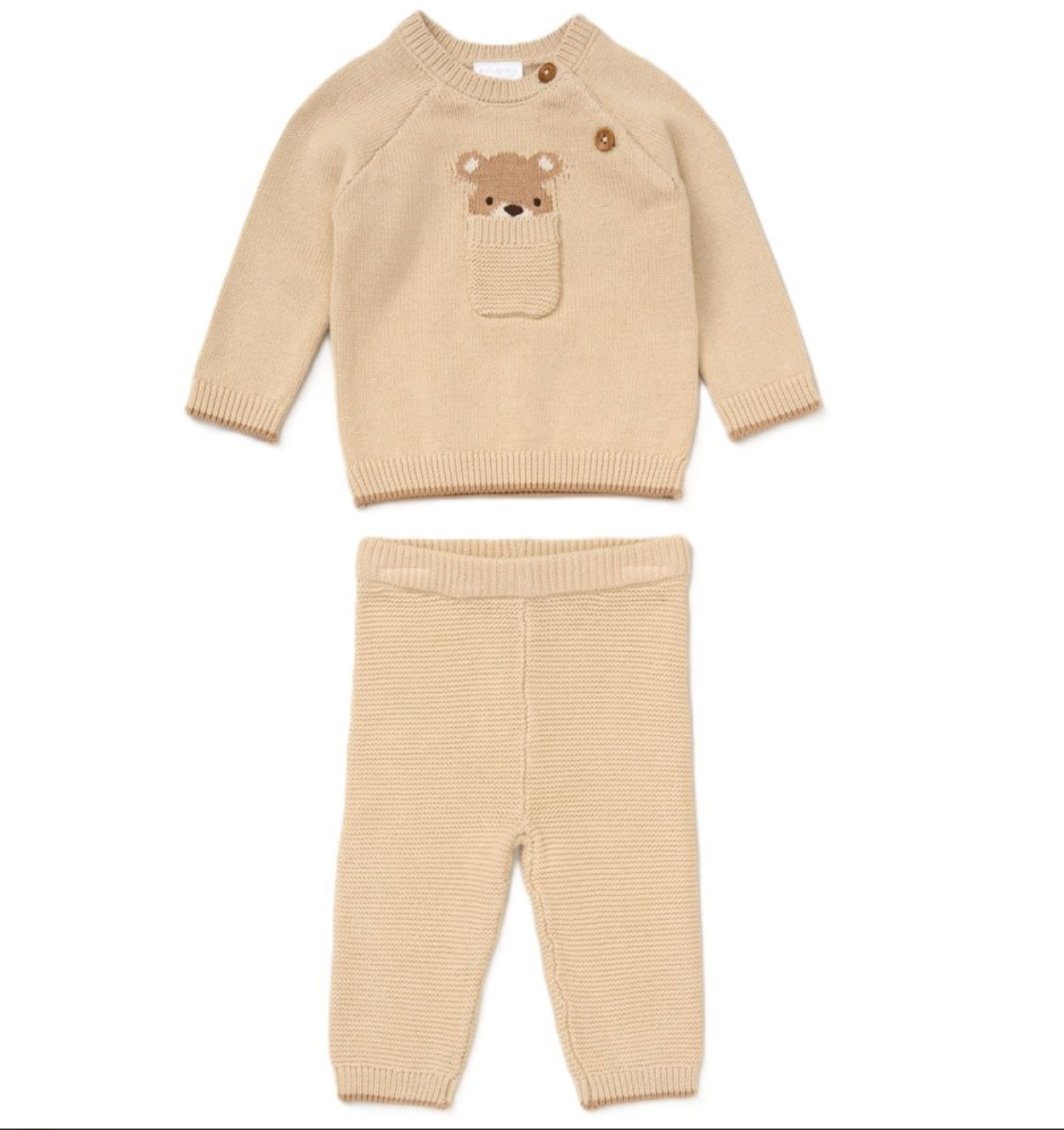 Baby Boy 2 Piece Beige Knitted Outfit