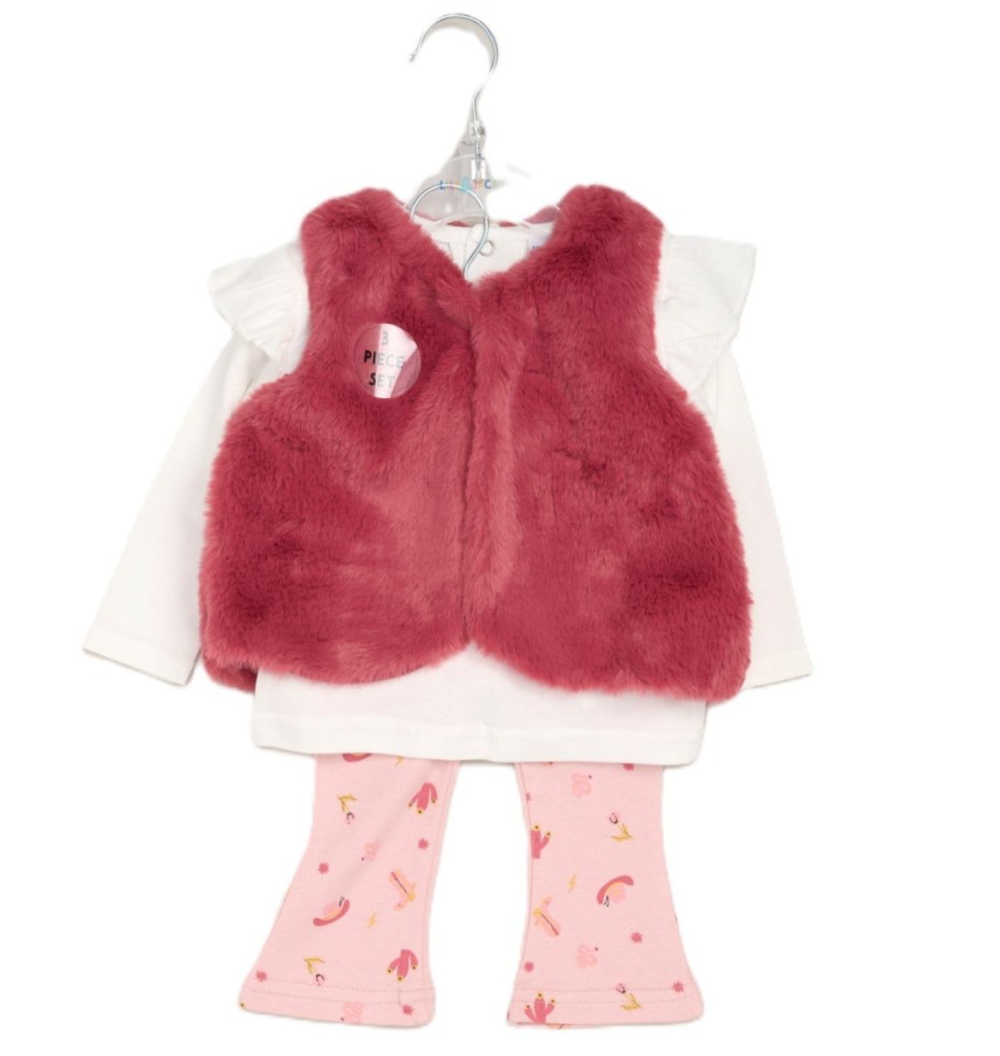Girls 3 Piece Outfit with Fur Gilet