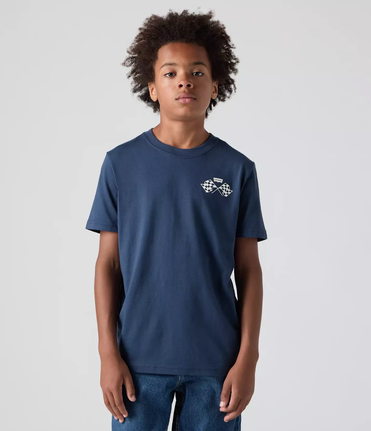 Boys Navy Levi Short Sleeve Biker  T-Shirt