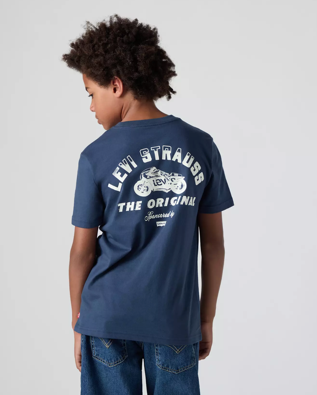Boys Navy Levi Short Sleeve Biker  T-Shirt
