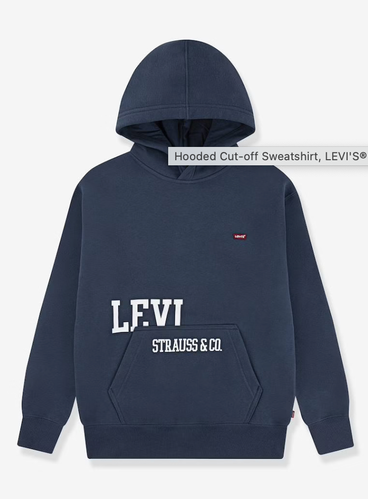 Boys Navy Levi Print Hoodie