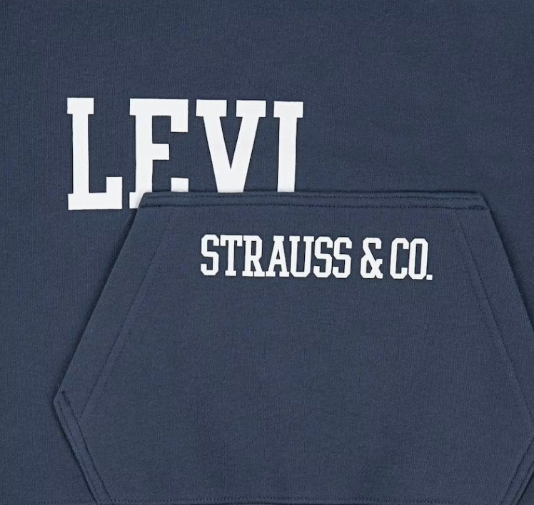 Boys Navy Levi Print Hoodie