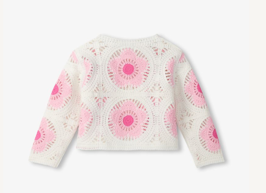 Hatley Baby  Girls Pink & Cream Flower Crochet Shrug