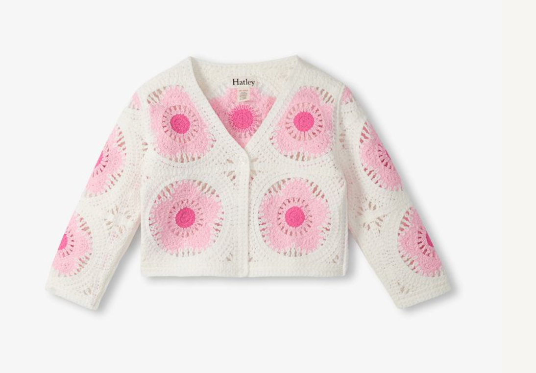 Hatley Baby  Girls Pink & Cream Flower Crochet Shrug