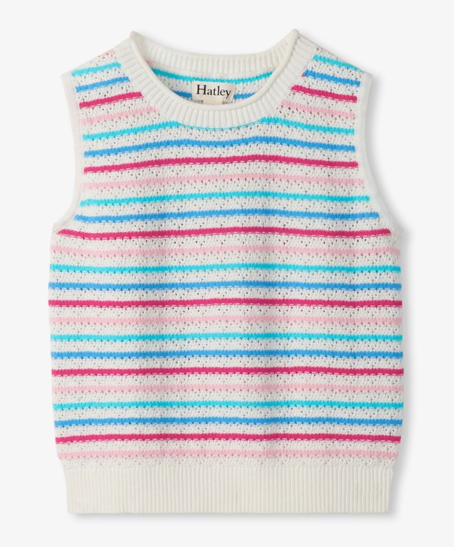 Hatley Girls Rainbow Berry Stripe Crochet Tank