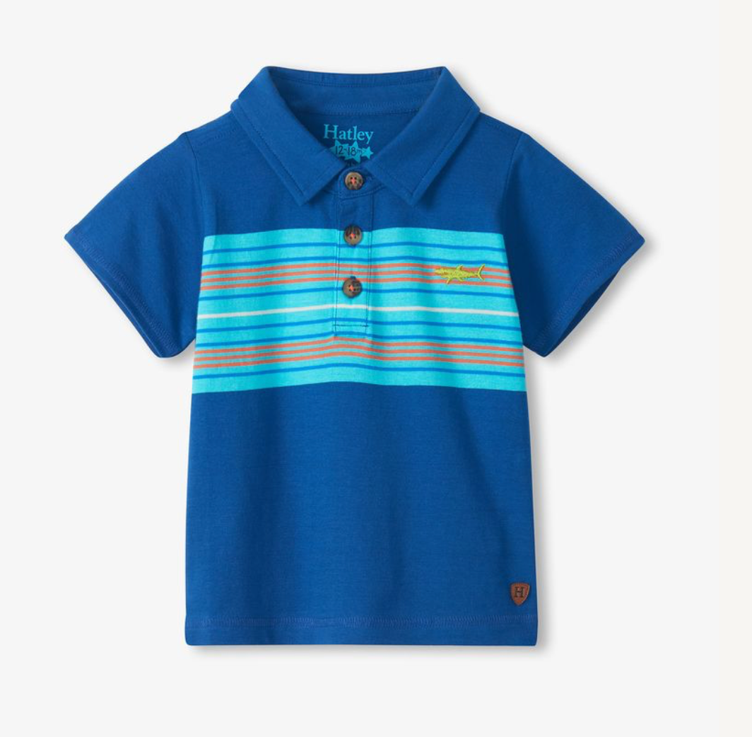Hatley Baby Boy Limoges Stripes Peached Jersey Polo Tee