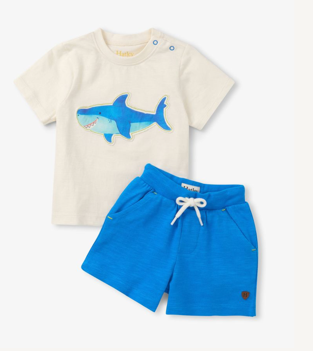 Hatley Baby Boy Happy Shark Tee & Short Set