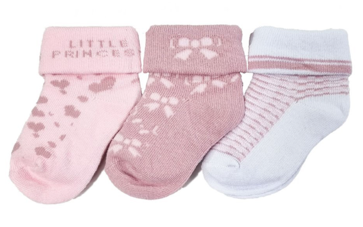Three Pairs Infant Pink Socks