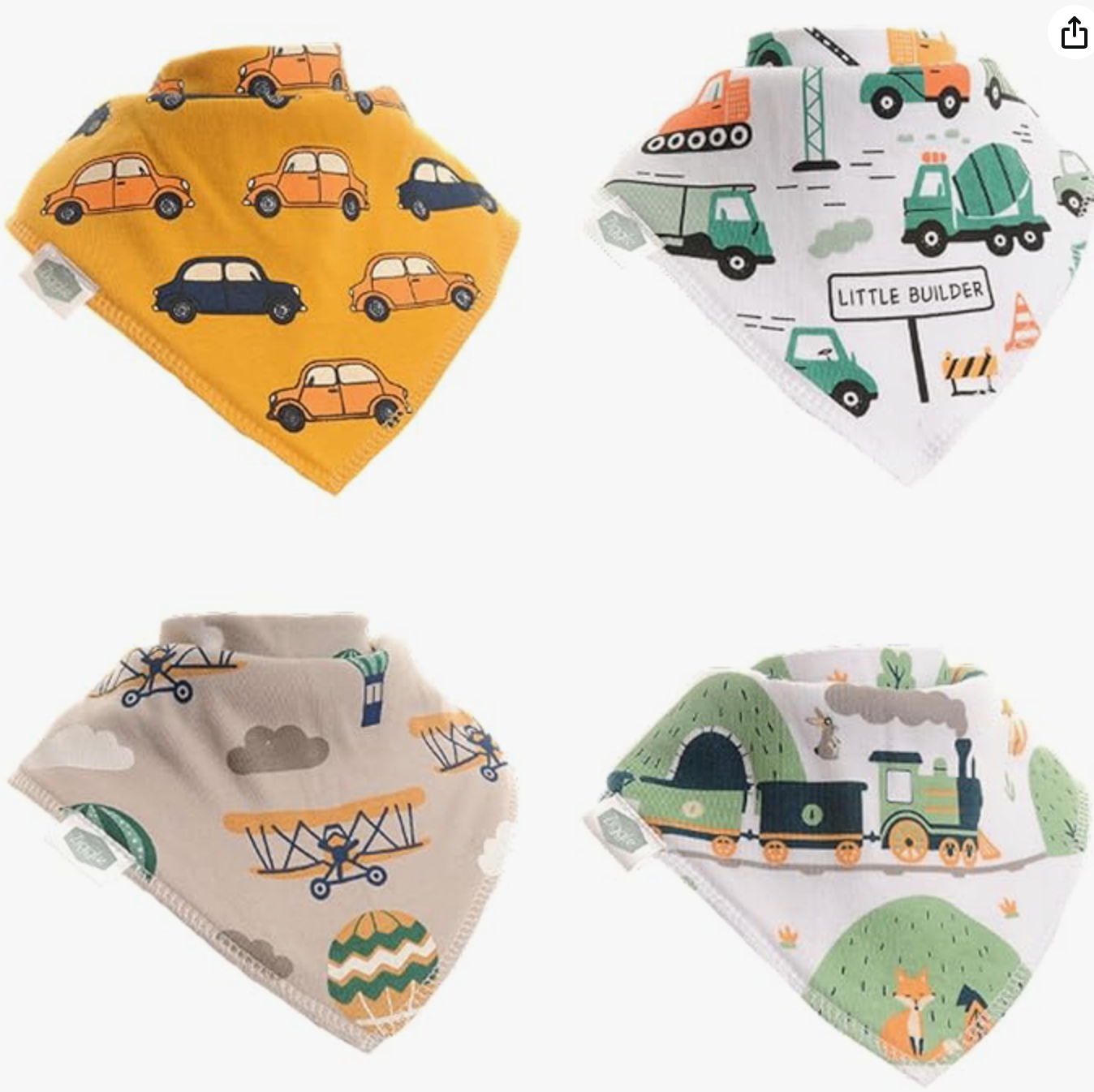 Ziggle Baby Zoom 4 Pack Bibs