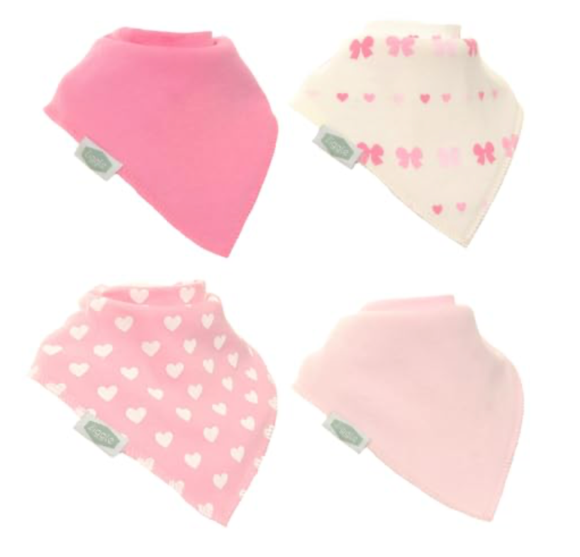 Ziggle Baby Pink Hearts Dribble Bibs