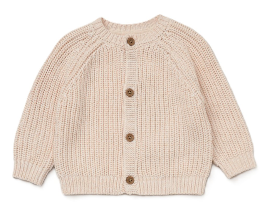 Cream Baby Knitted Cardigan with Embroidery Detail - Hello