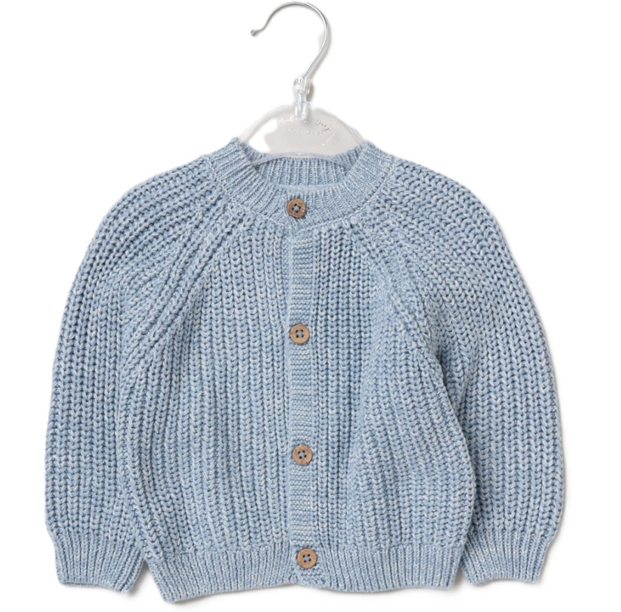Blue Baby Knitted Cardigan with Embroidery Detail - Hello