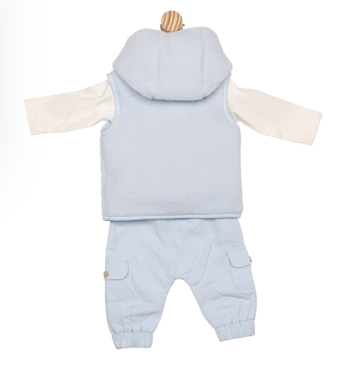 Mintini Baby Blue Fleece Gilet Three Piece Set