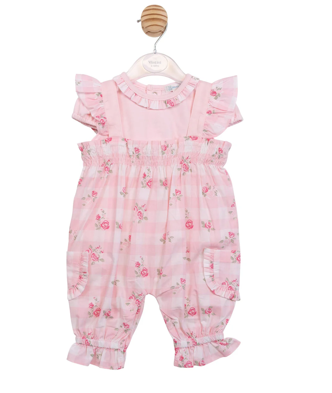 Pink Gingham Dungaree Set