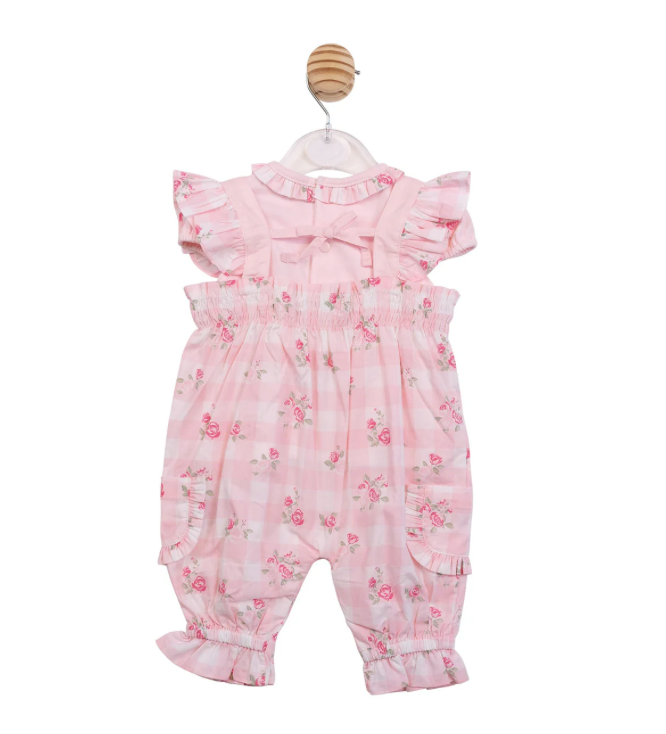 Pink Gingham Dungaree Set