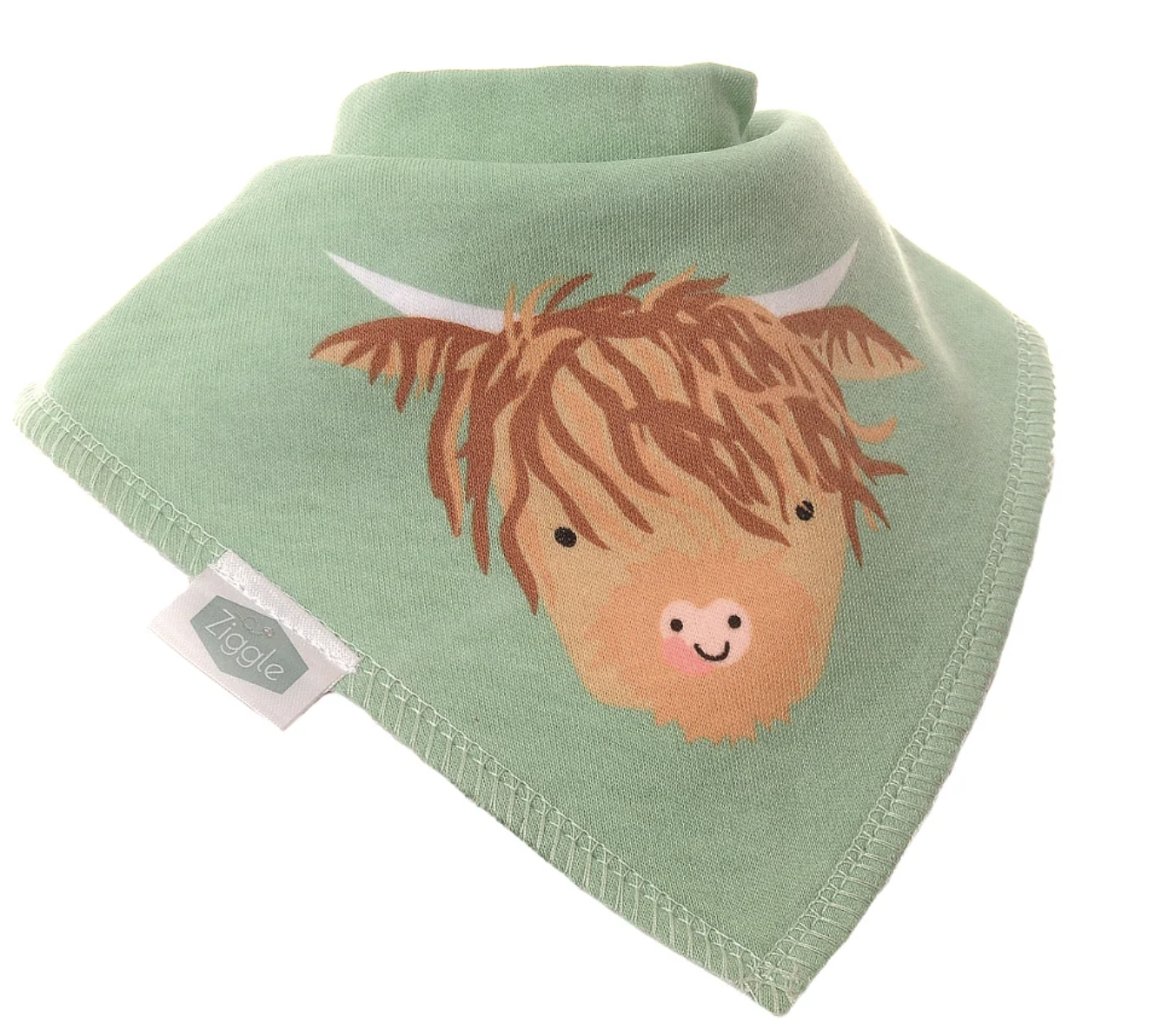 Ziggle Highland Cow Green Bib