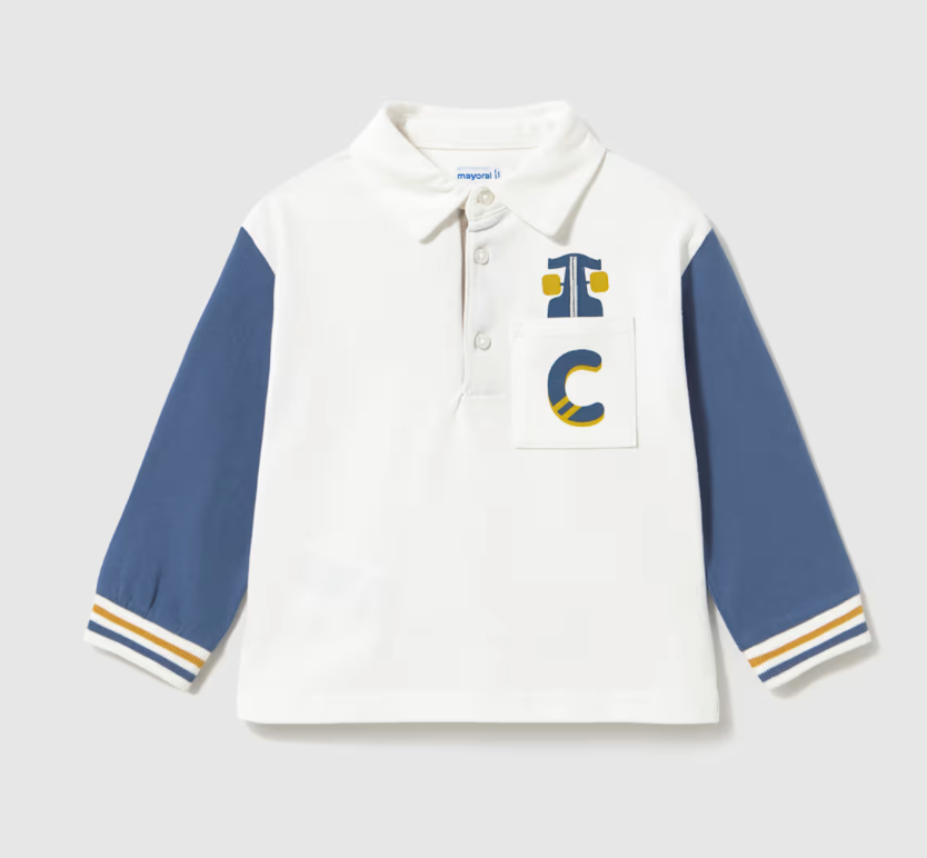 Mayoral Younger Boys Polo Shirt With Contrasting Sleeves