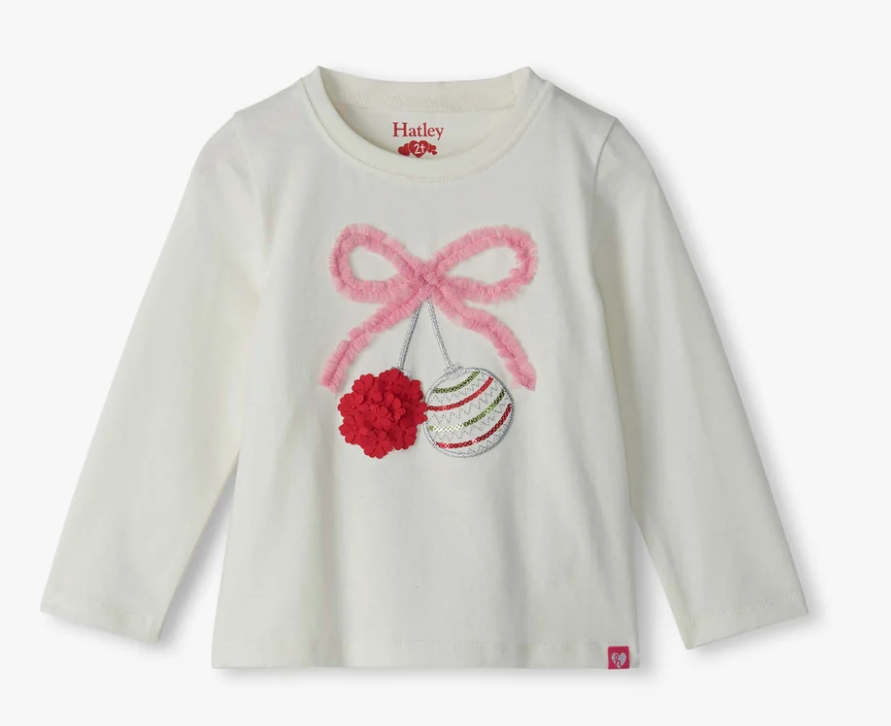 Hatley Younger Girls Bow And Bauble Top