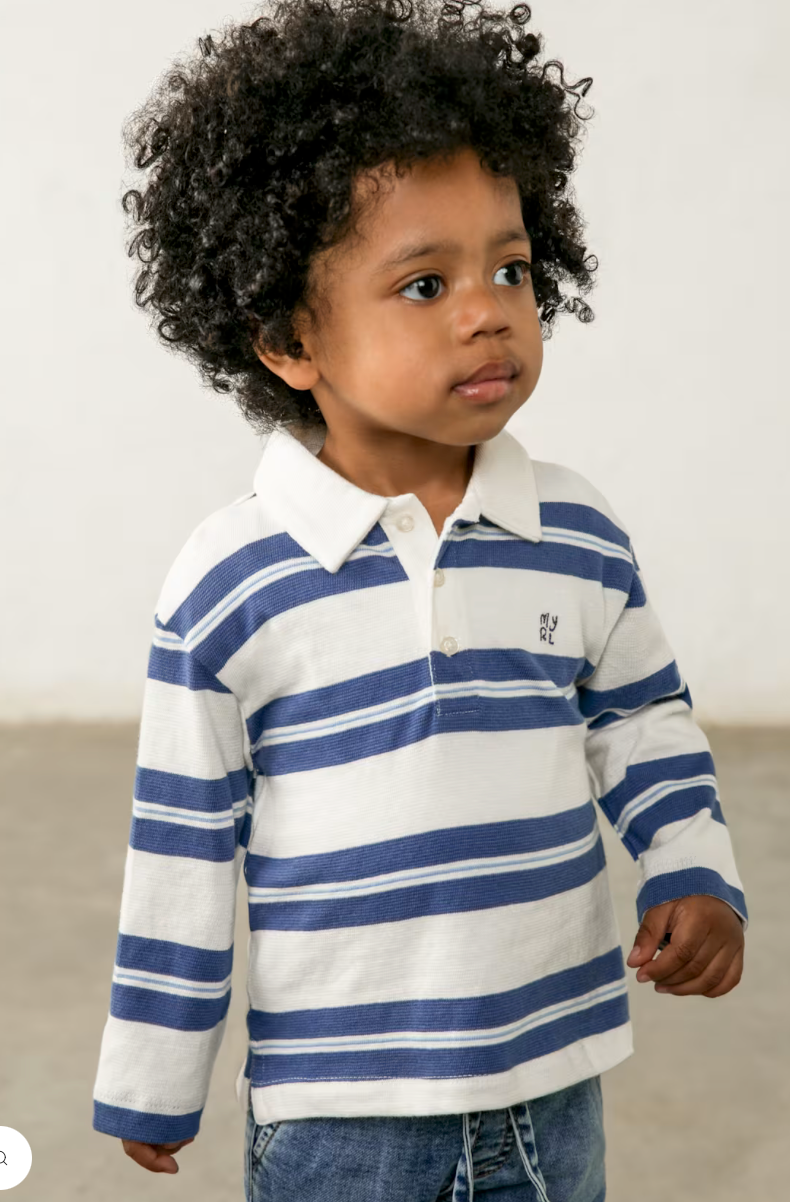 Mayoral Boys Blue Stripe Polo Shirt
