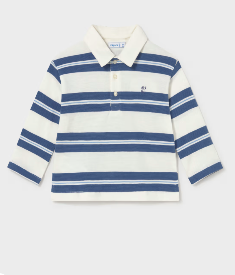 Mayoral Boys Blue Stripe Polo Shirt