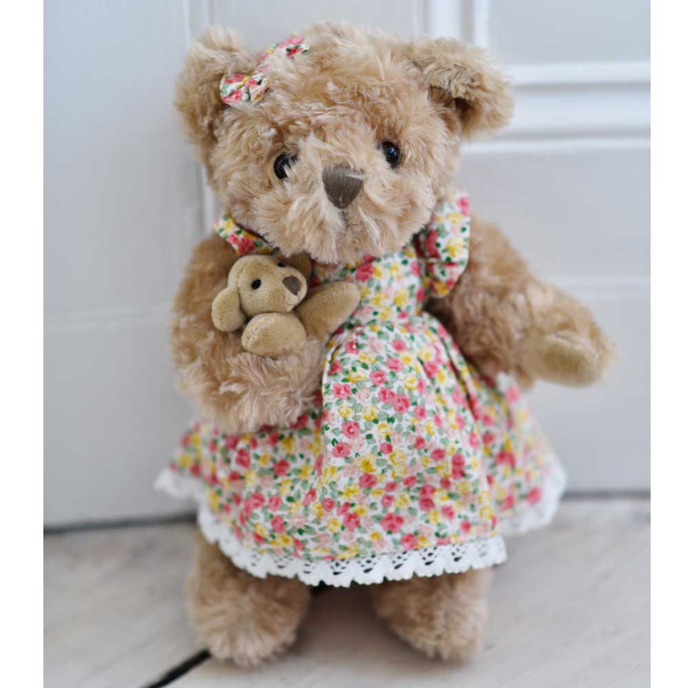 Teddy Bear with Floral Dress and Baby Bear