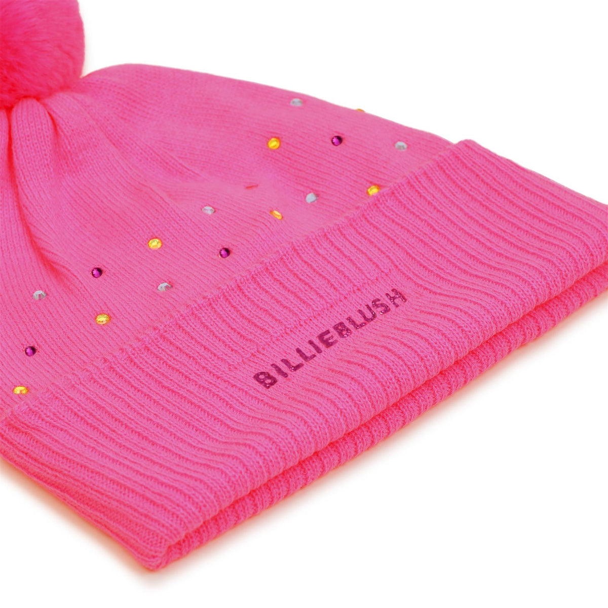 Billieblush Girls Pink Gem Bobble Hat