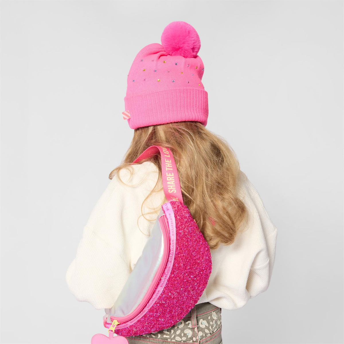 Billieblush Girls Pink Gem Bobble Hat