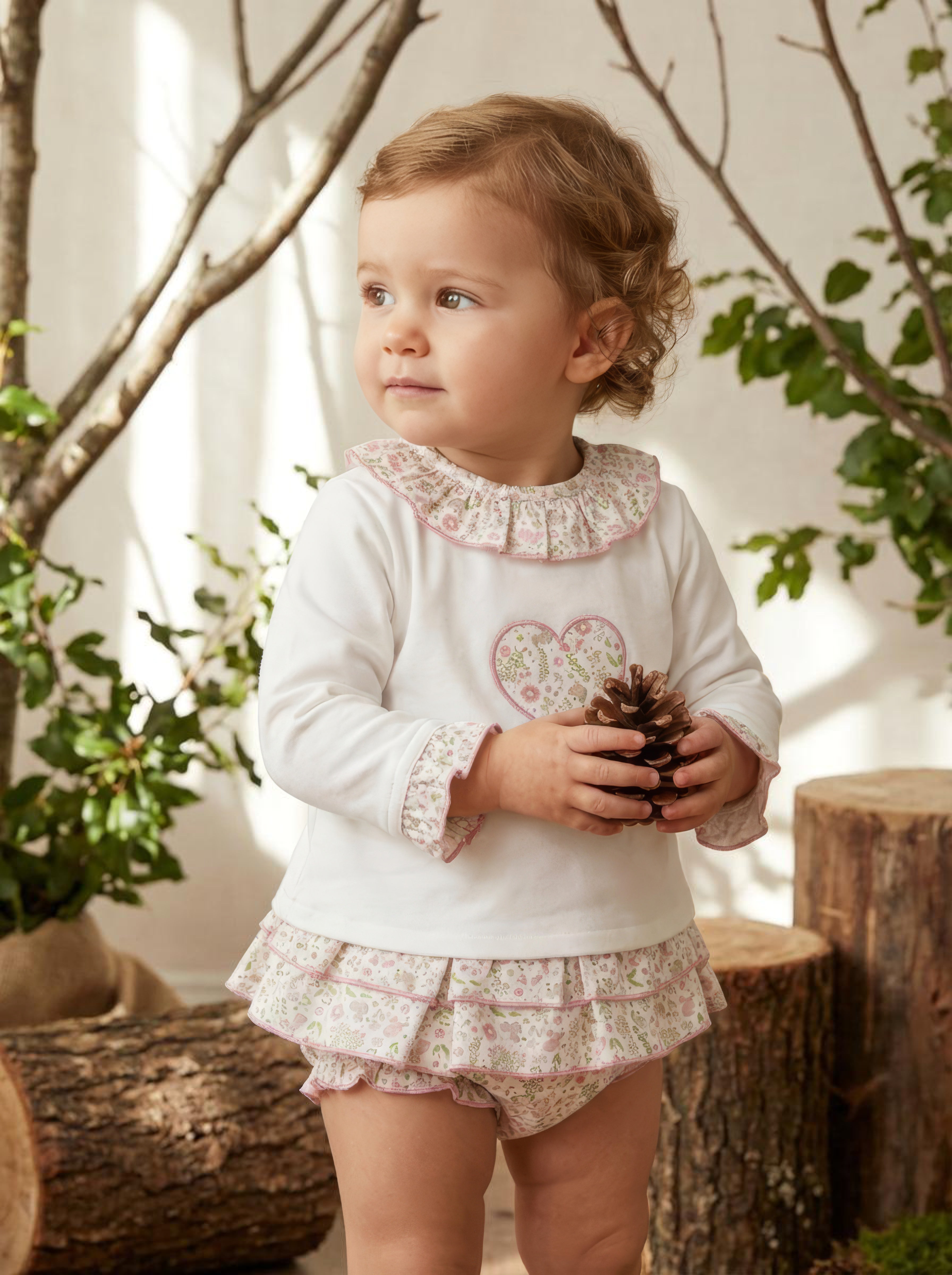 Baby Girl Ivory Floral 2 Piece Outfit