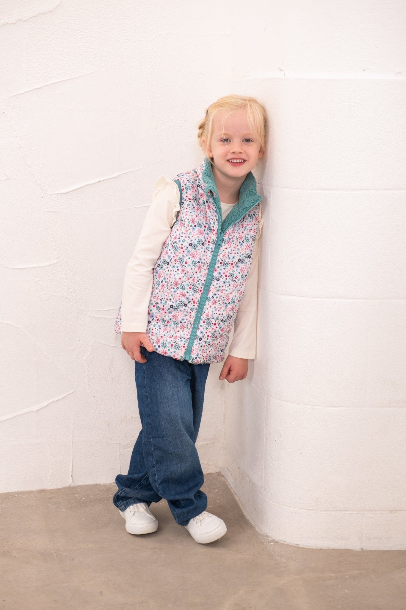 Lighthouse Amber Teal Floral Reversible Gilet