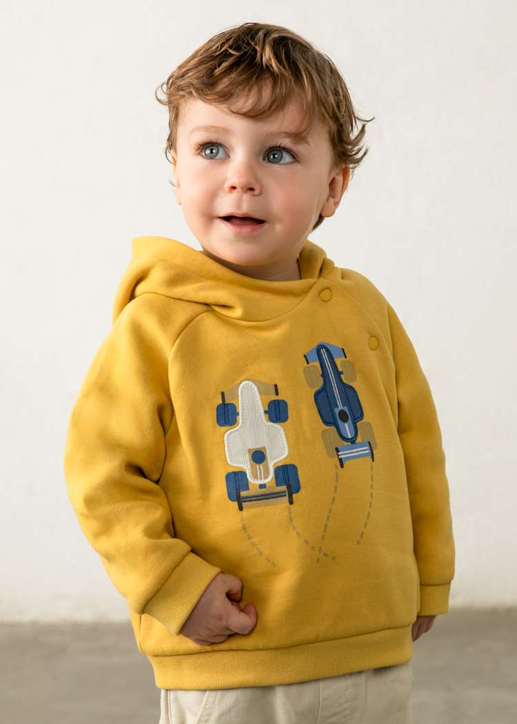 Mayoral Younger Boy Mustard Hooded Sweatshirt,