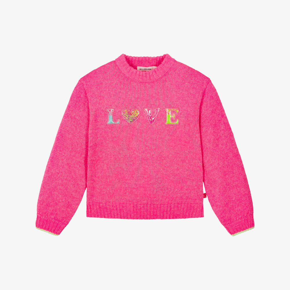Billieblush Knitted Pink Love Confetti Sweater