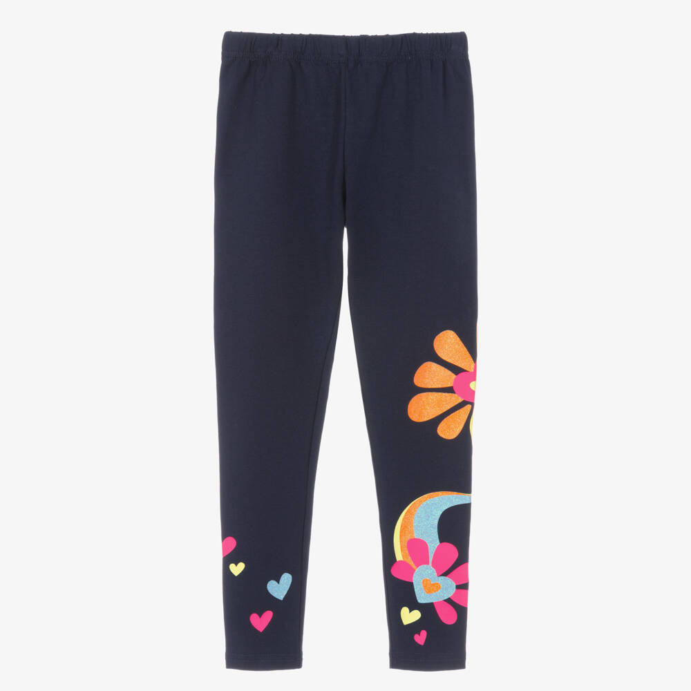 Billieblush Girls Glitter Flower Leggings