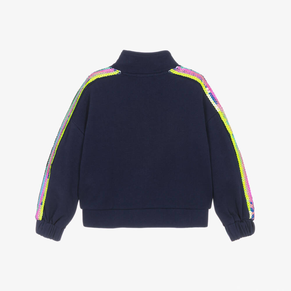 Billieblush Girls Navy Sequin Track Top