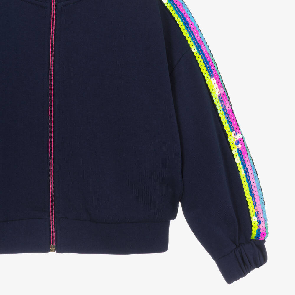 Billieblush Girls Navy Sequin Track Top