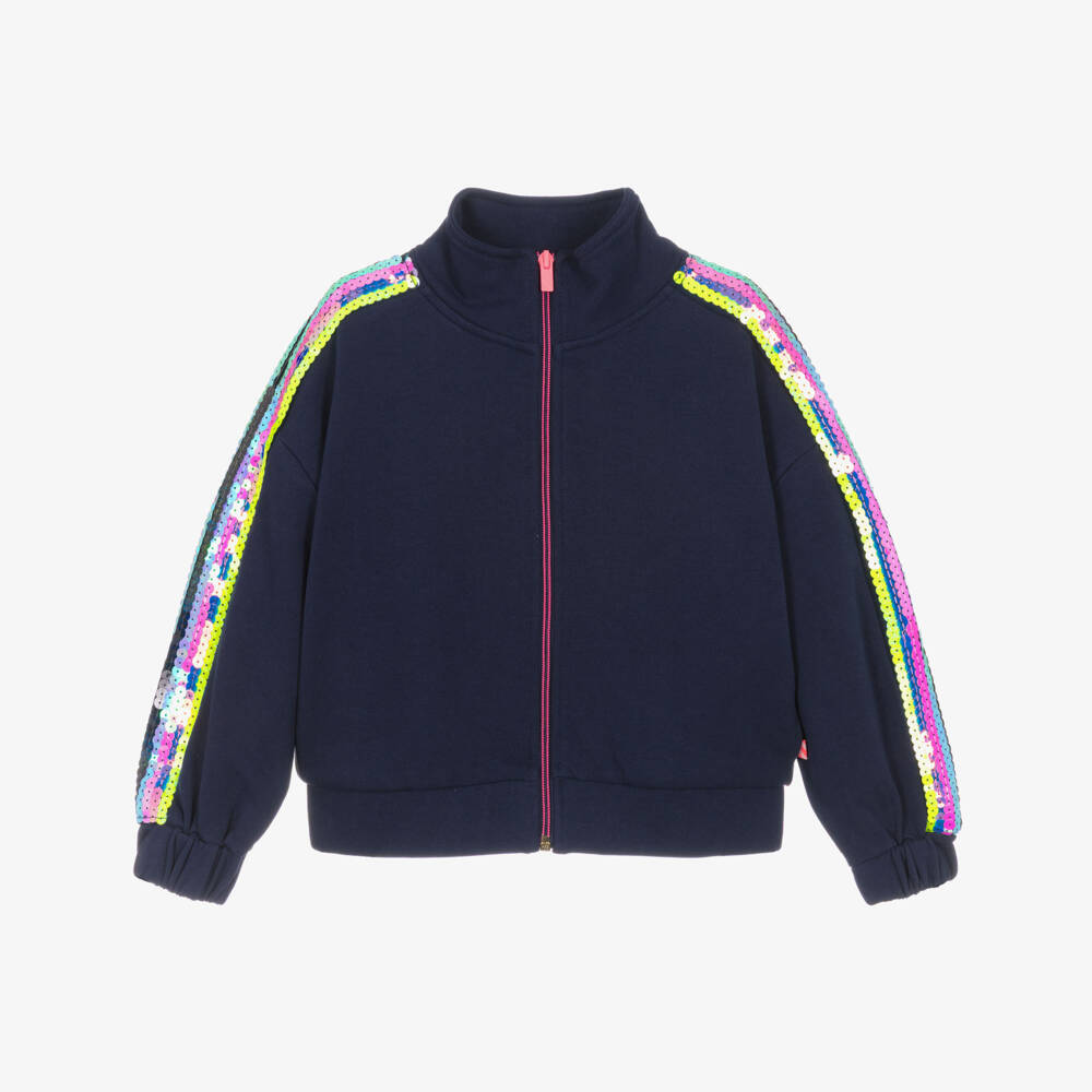 Billieblush Girls Navy Sequin Track Top
