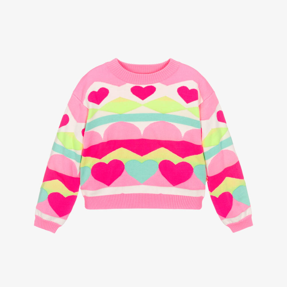 Billieblush Girls Neon Pattern Heart Sweater