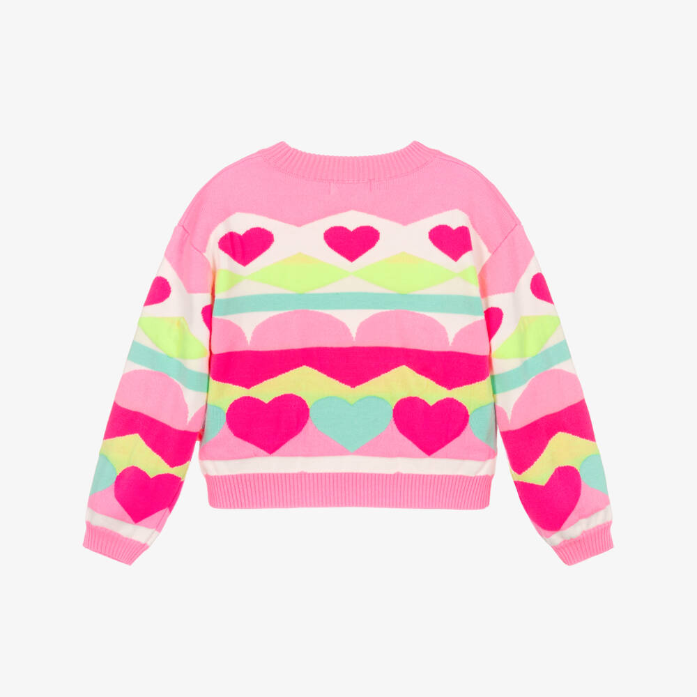 Billieblush Girls Neon Pattern Heart Sweater