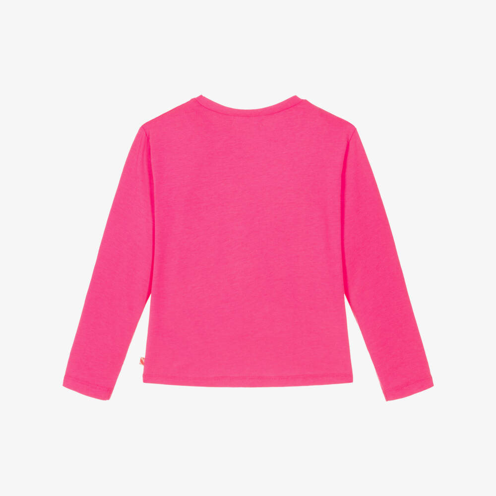 Billieblush Girls Pink Long Sleeve Glitter Print Top