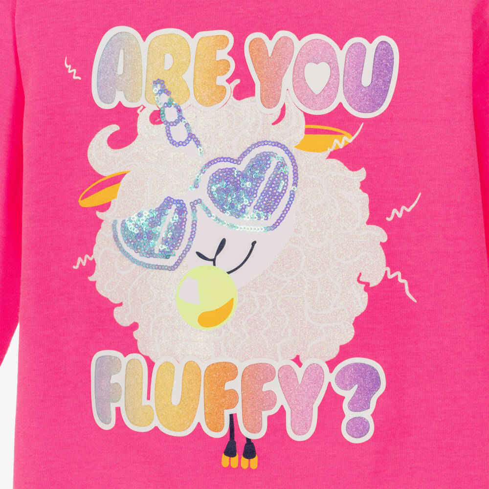 Billieblush Girls Pink Long Sleeve Glitter Print Top