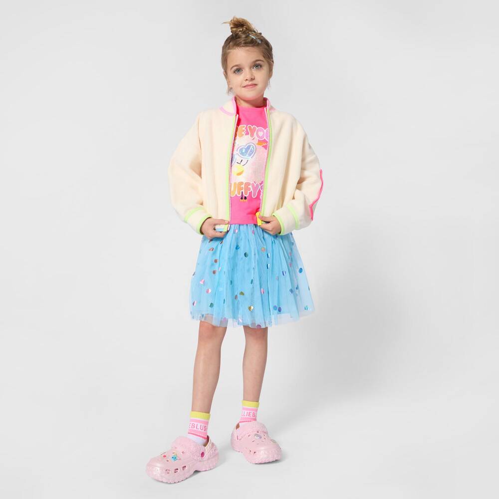 Billieblush Girls Pink Long Sleeve Glitter Print Top